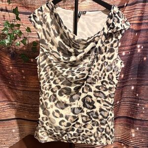 Relativity Animal Print Cowl Neck Blouse